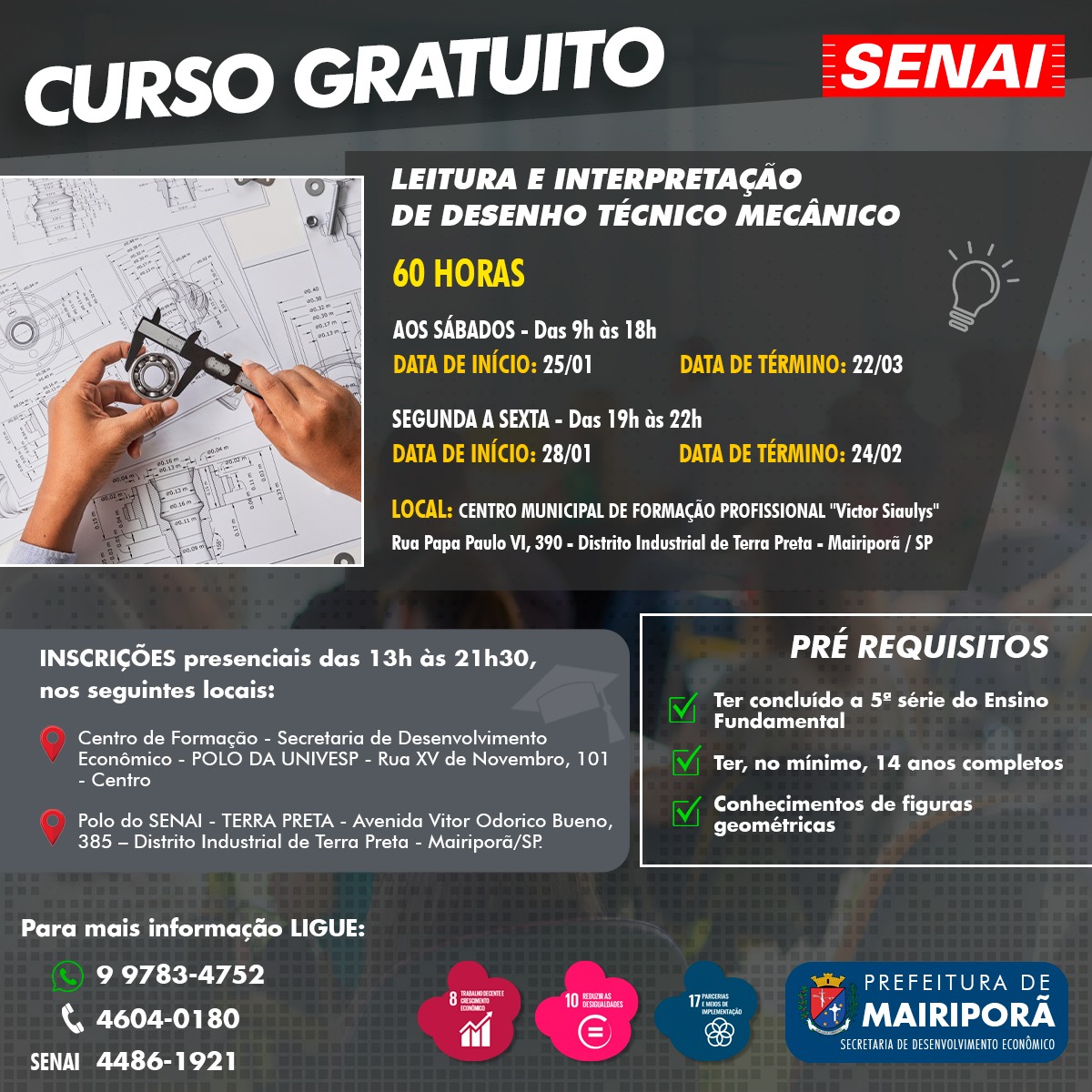 Curso gratuito do SENAI em Mairiporã