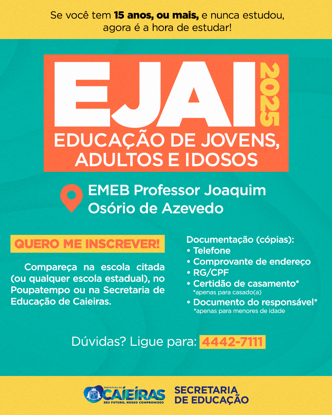 Inscrições abertas para a EJAI 2025!