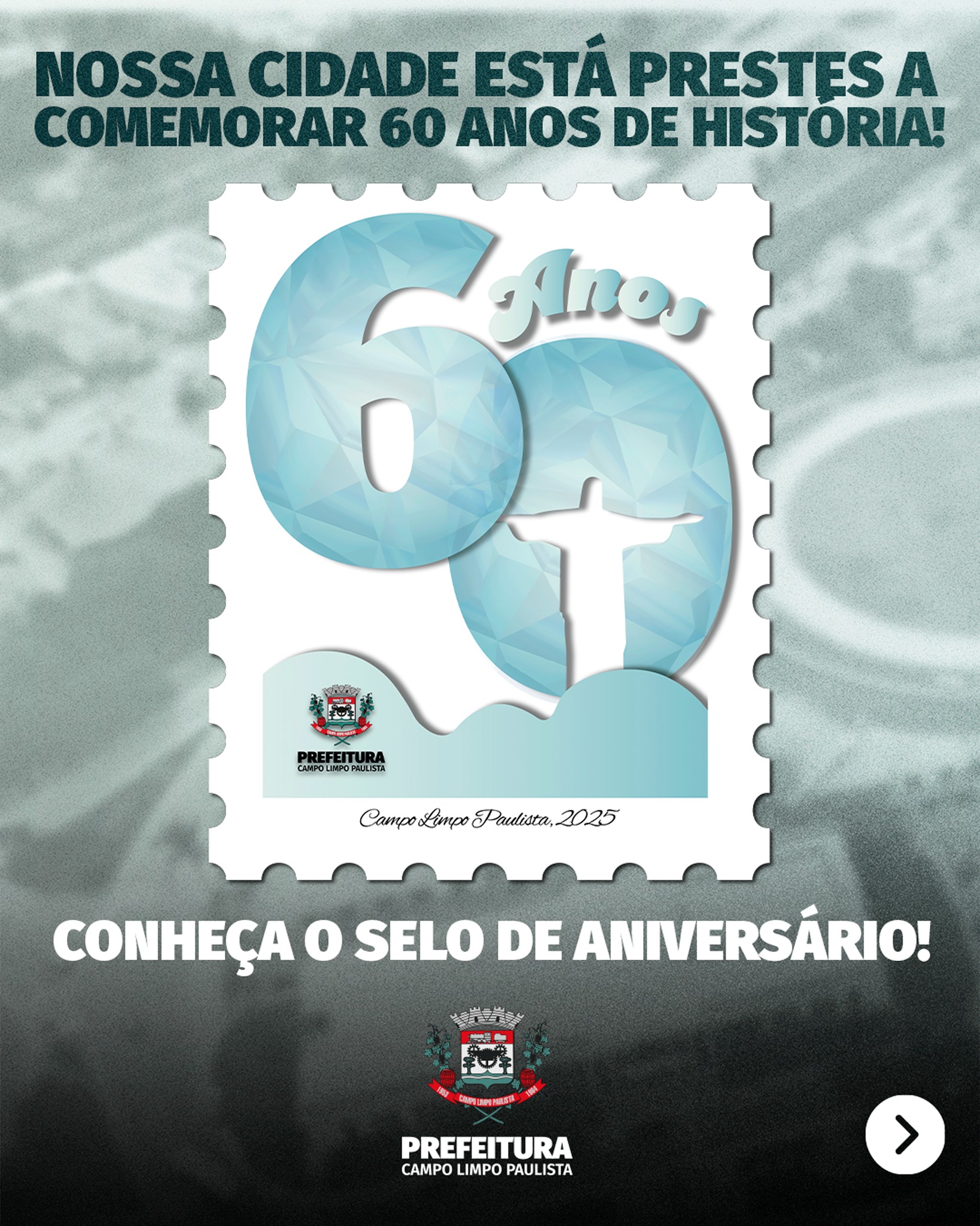 Conheça o selo de aniversário de 60 anos de Campo Limpo Paulista